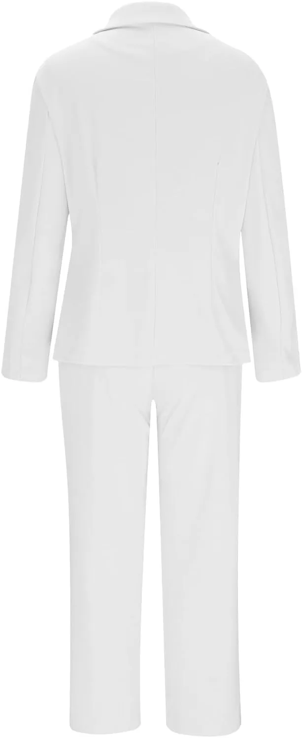 SACFOF 2 Piece Outfits for Women Long Sleeve Solid Color Blazer with Pants Casual Elegant Work Office Suit Sets