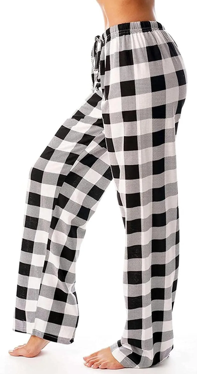 sdbrld Pajama Pants Women,Womens Plaid Pajama Pants Lightweight Drawstring Sleep Bottoms Soft Christmas Pajamas Lounge Pants