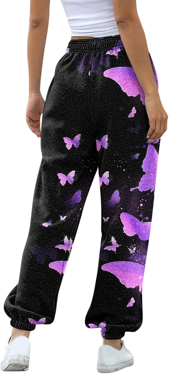 sdbrld Wide Leg Sweatpants Women High Waisted Workout Joggers Pants Active Drawstring Lounge Valentines Day Pants with Pocket