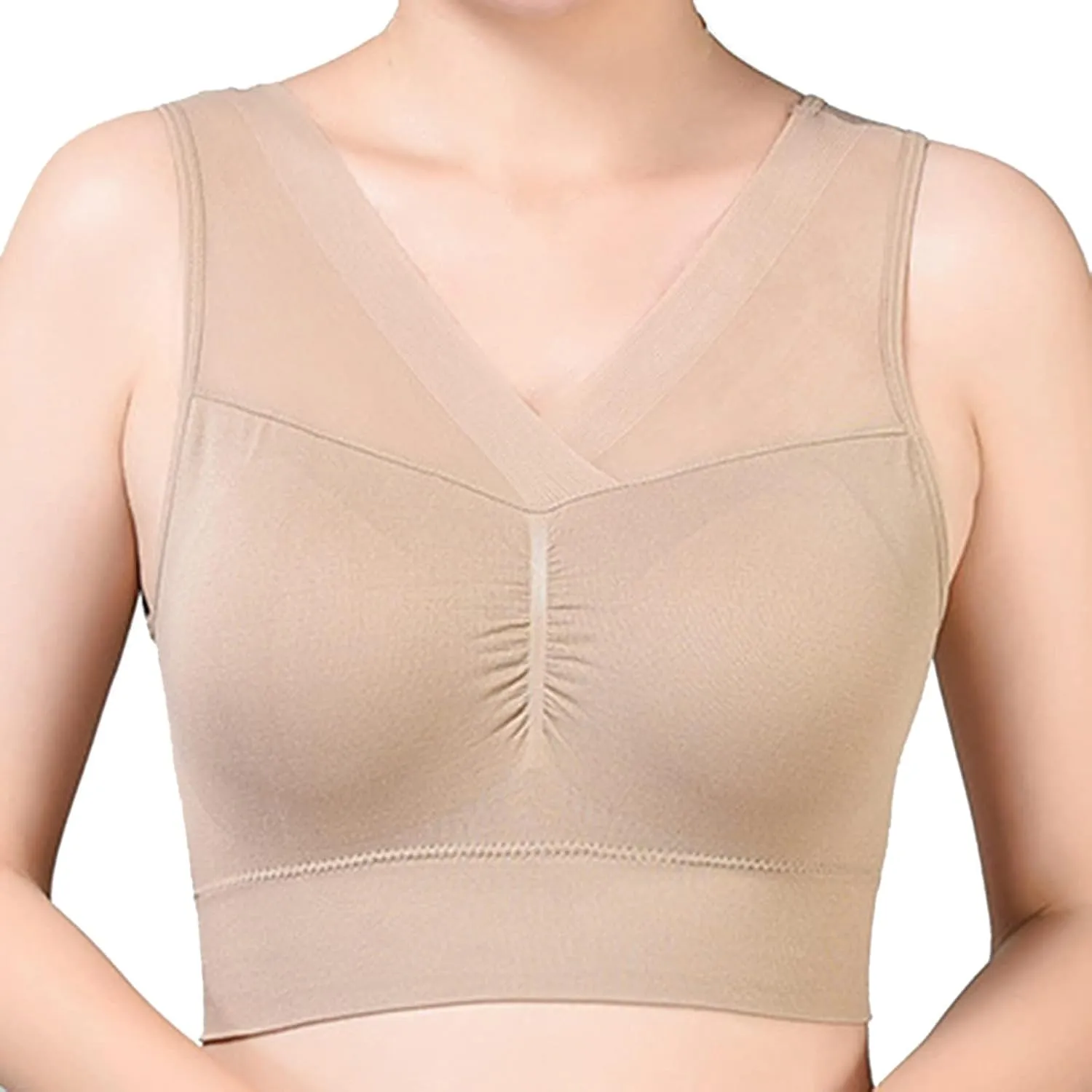 Seamless Bra for Seniors Anti Sagging No Underwire Posture Correcting Bras Plus Size Ice Silk Gathering Bra 2025