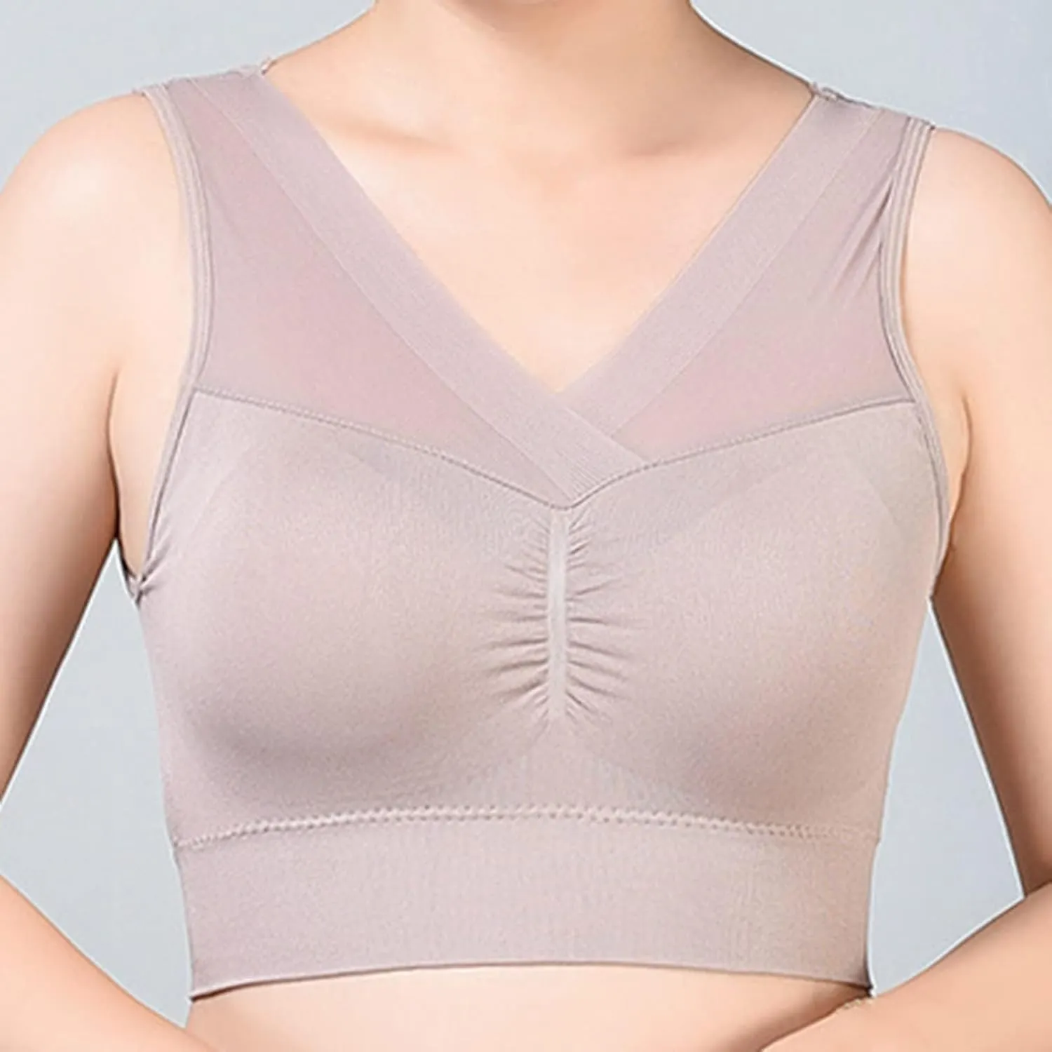 Seamless Bra for Seniors Anti Sagging No Underwire Posture Correcting Bras Plus Size Ice Silk Gathering Bra 2025