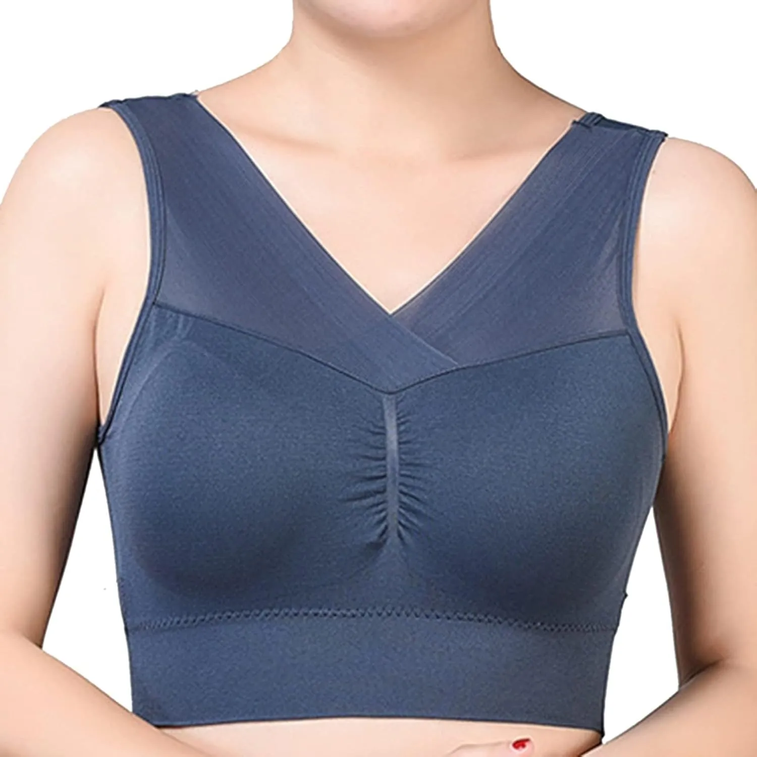Seamless Bra for Seniors Anti Sagging No Underwire Posture Correcting Bras Plus Size Ice Silk Gathering Bra 2025