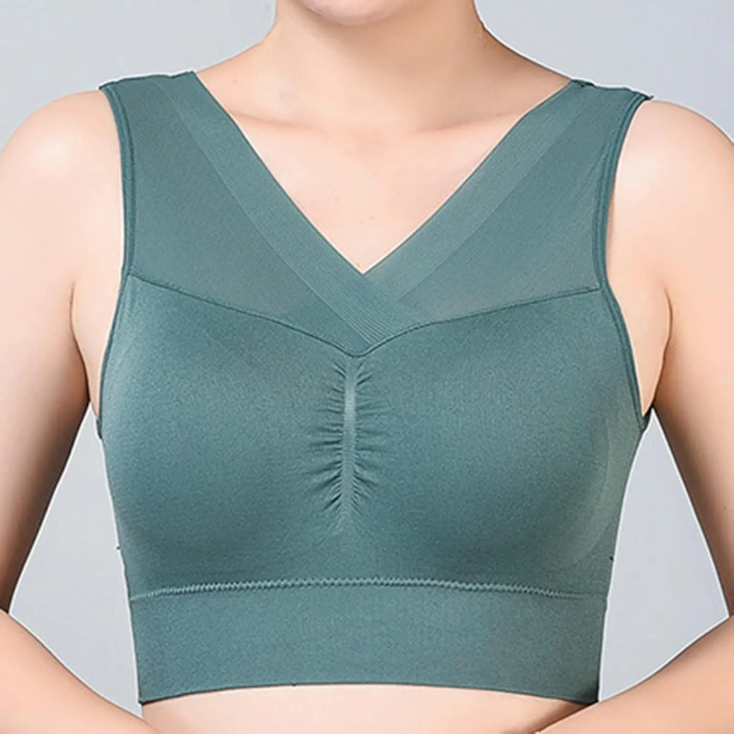 Seamless Bra for Seniors Anti Sagging No Underwire Posture Correcting Bras Plus Size Ice Silk Gathering Bra 2025
