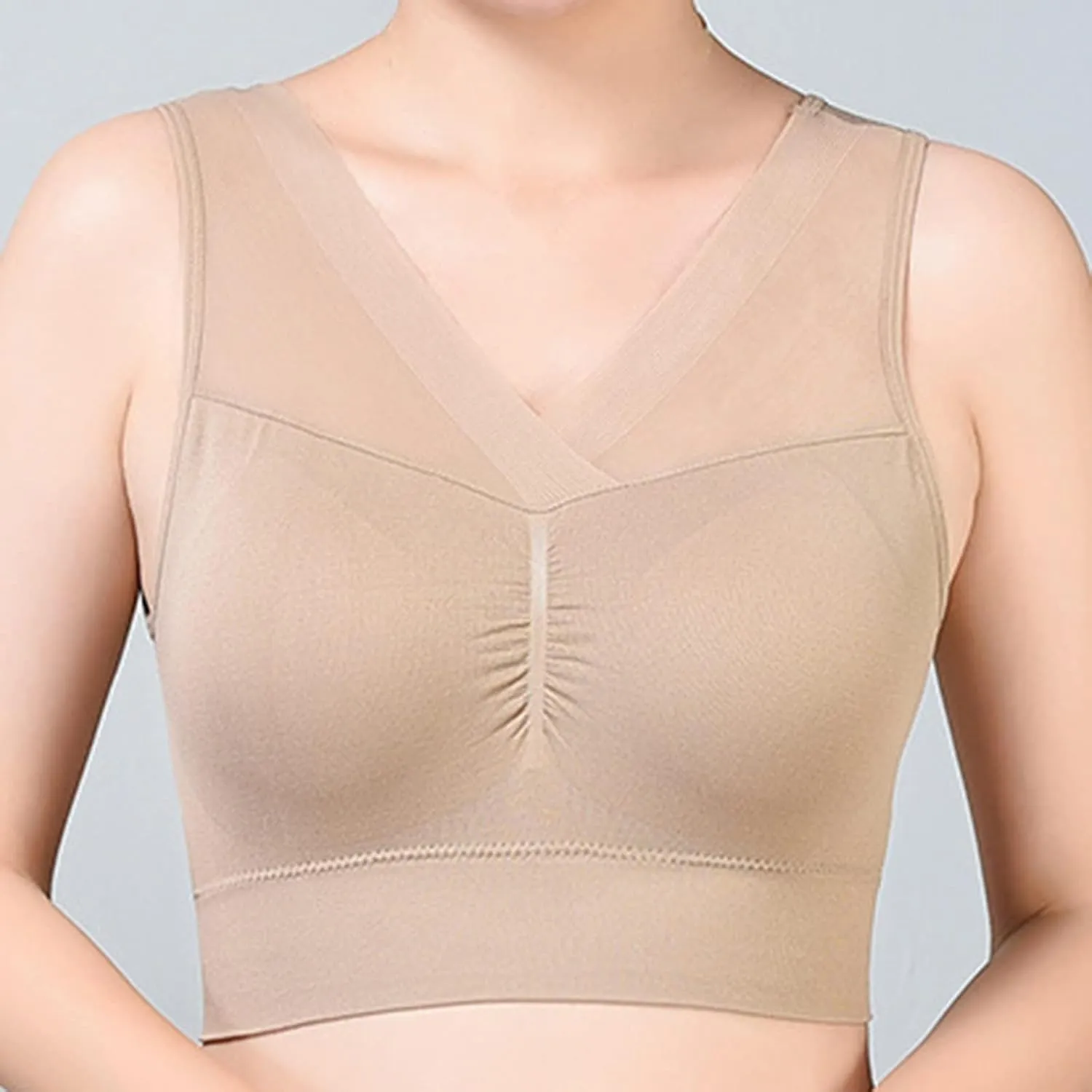 Seamless Bra for Seniors Anti Sagging No Underwire Posture Correcting Bras Plus Size Ice Silk Gathering Bra 2025