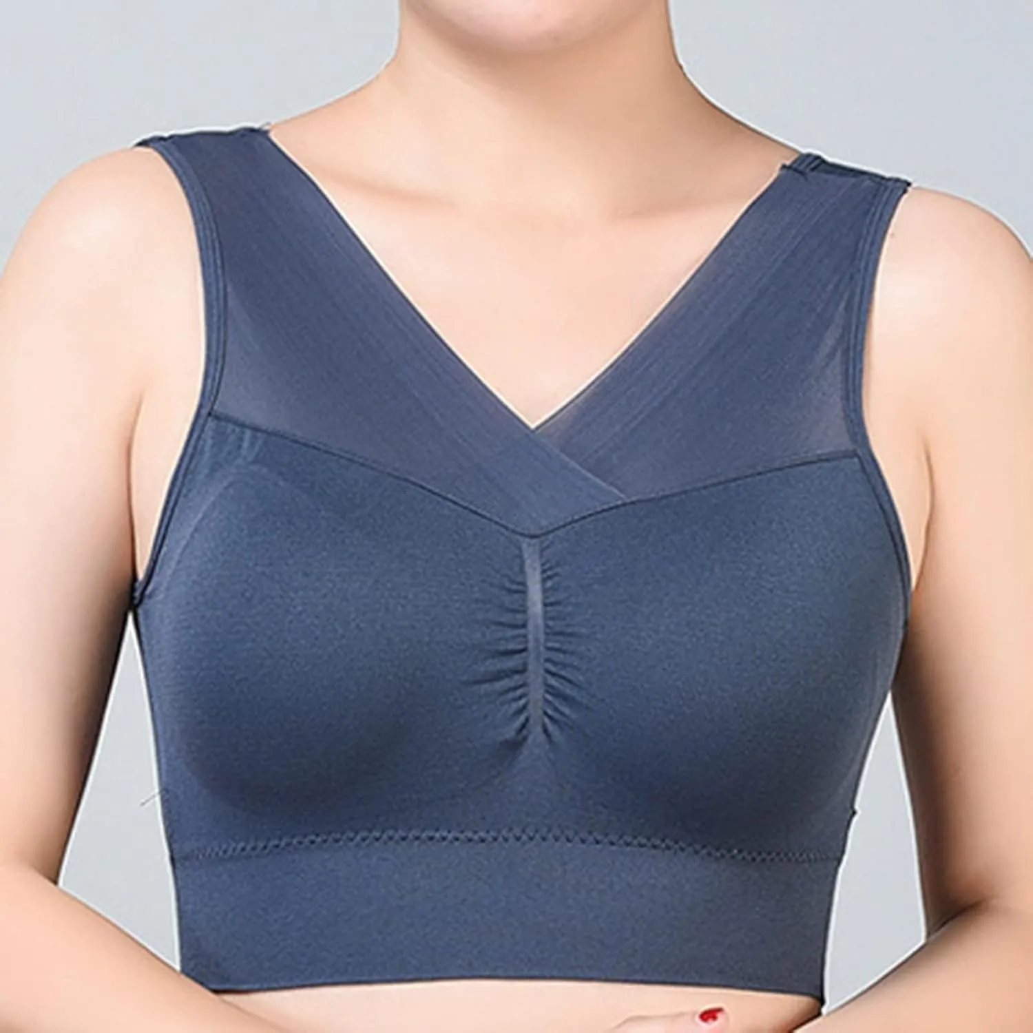 Seamless Bra for Seniors Anti Sagging No Underwire Posture Correcting Bras Plus Size Ice Silk Gathering Bra 2025