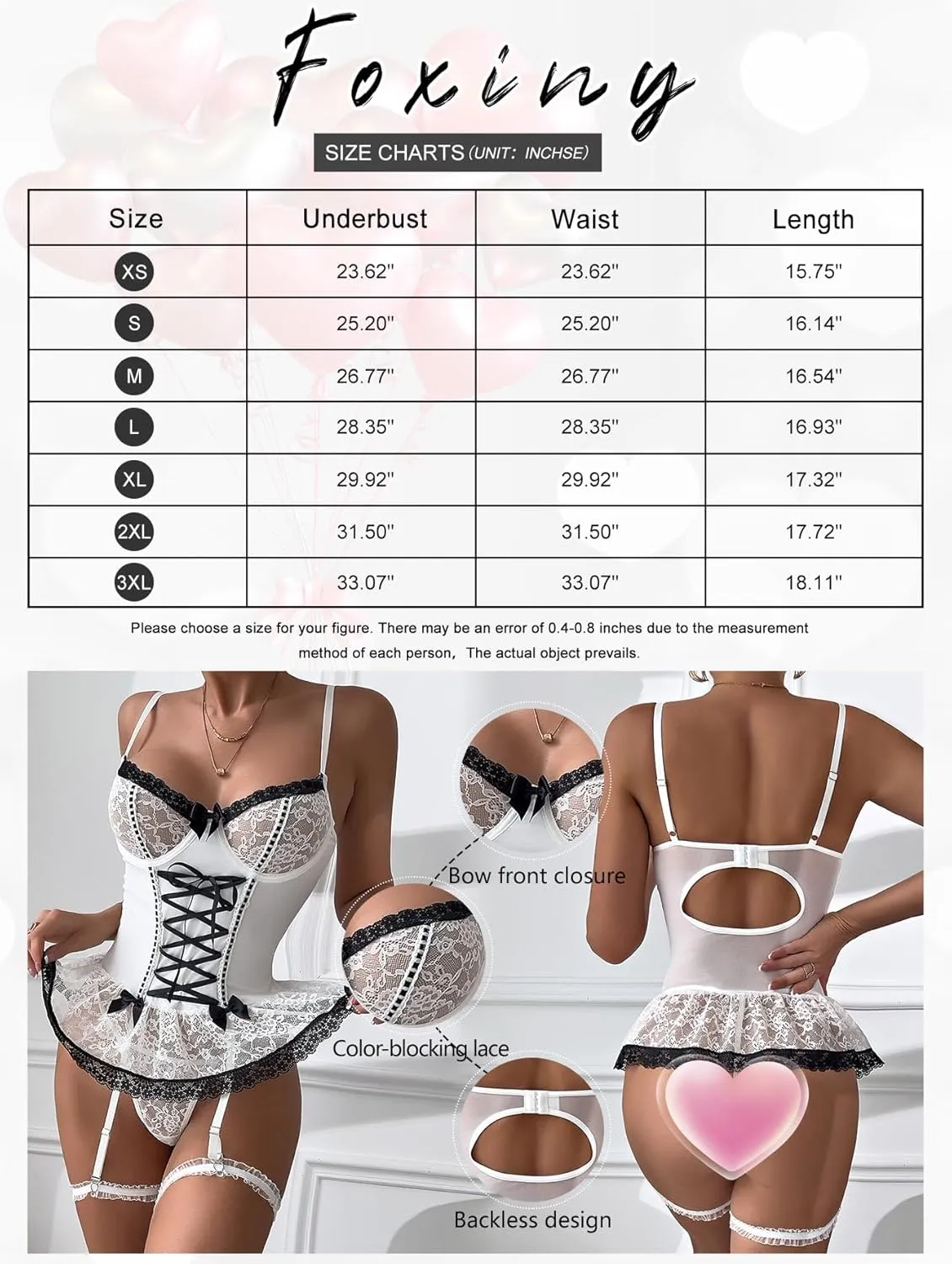 Sexy Rave Mesh Corset Ruffle Lace Up Underwire Sheer Garter Belt Babydoll Lingerie Set With Thong 3 Piece Women