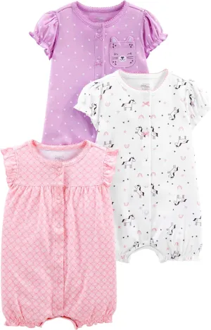 Simple Joys by Carter's baby-girls 3-pack Snap-up Rompers