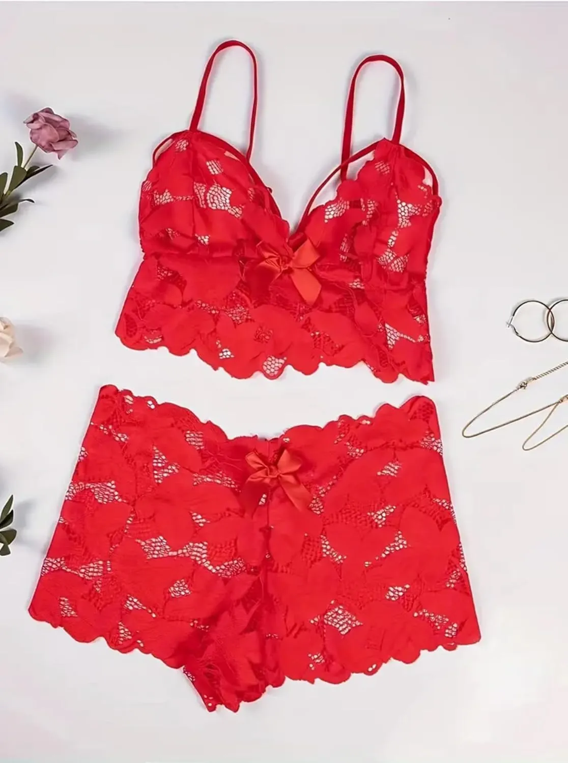 SOFIA'S CHOICE Women's Plus Size Sexy Lingerie Set 2 Piece Lace Bra and Panty Sleepwear