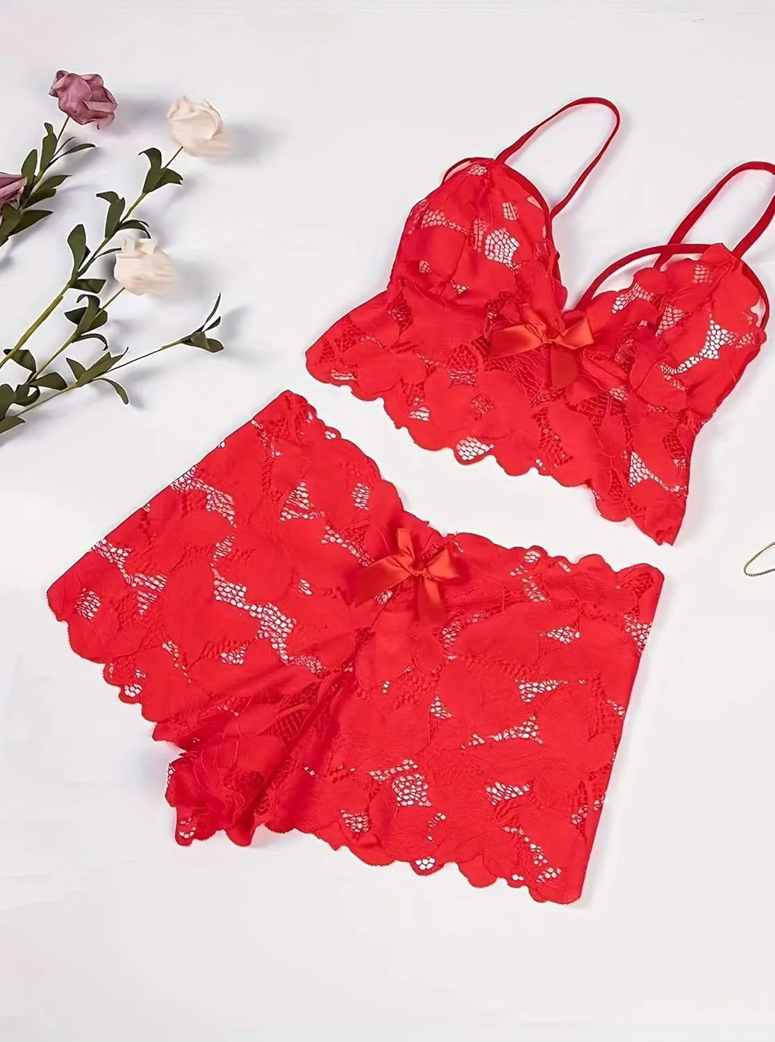 SOFIA'S CHOICE Women's Plus Size Sexy Lingerie Set 2 Piece Lace Bra and Panty Sleepwear