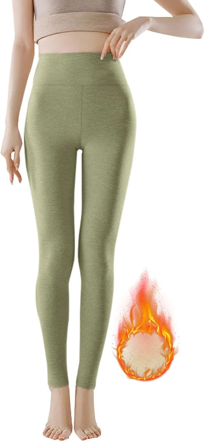 Soft Clouds Fleece Leggings for Women High Waist Warm Winter Solid Pants Tummy Control Slim Soft Clouds Yoga Pants
