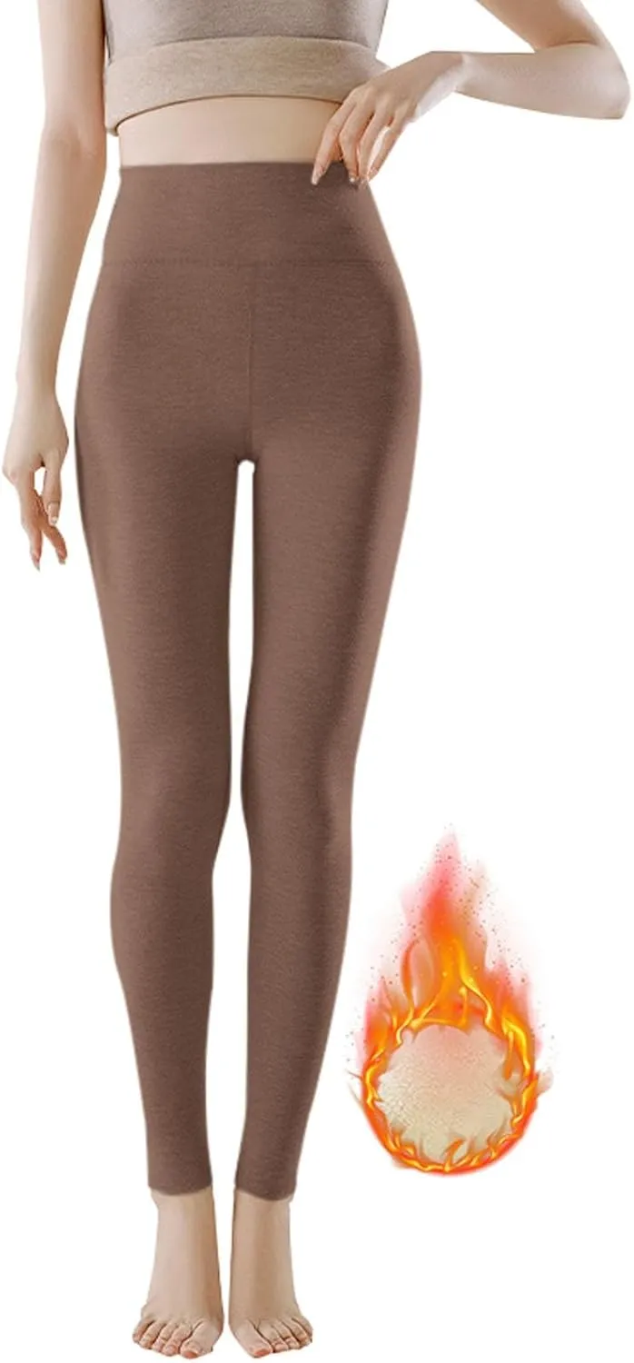 Soft Clouds Fleece Leggings for Women High Waist Warm Winter Solid Pants Tummy Control Slim Soft Clouds Yoga Pants