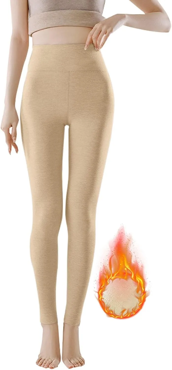 Soft Clouds Fleece Leggings for Women High Waist Warm Winter Solid Pants Tummy Control Slim Soft Clouds Yoga Pants
