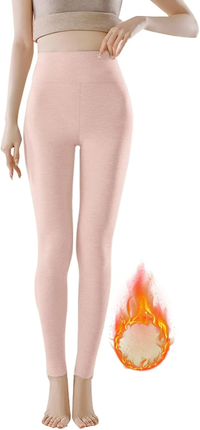 Soft Clouds Fleece Leggings for Women High Waist Warm Winter Solid Pants Tummy Control Slim Soft Clouds Yoga Pants