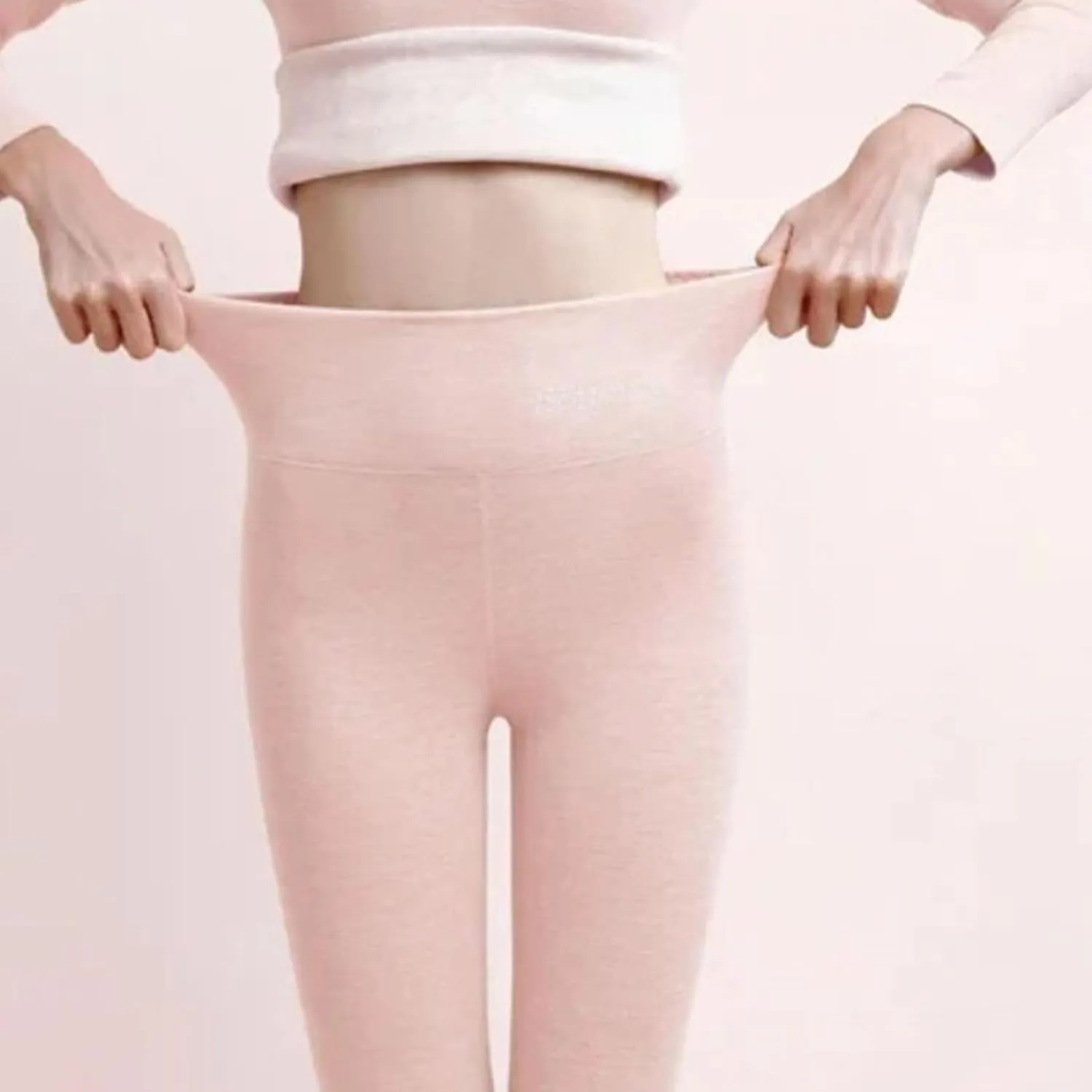 Soft Clouds Fleece Leggings for Women High Waist Warm Winter Solid Pants Tummy Control Slim Soft Clouds Yoga Pants