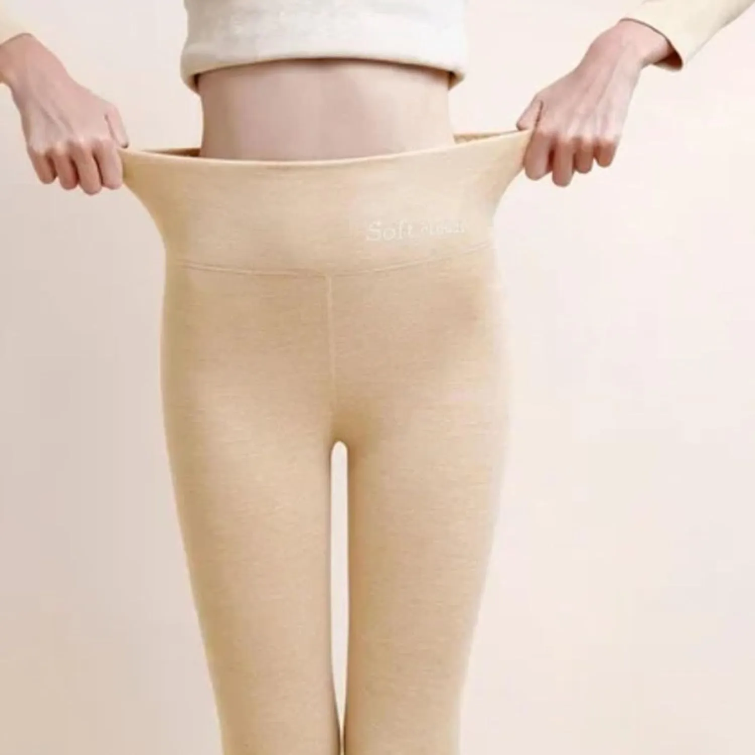Soft Clouds Fleece Leggings for Women High Waist Warm Winter Solid Pants Tummy Control Slim Soft Clouds Yoga Pants