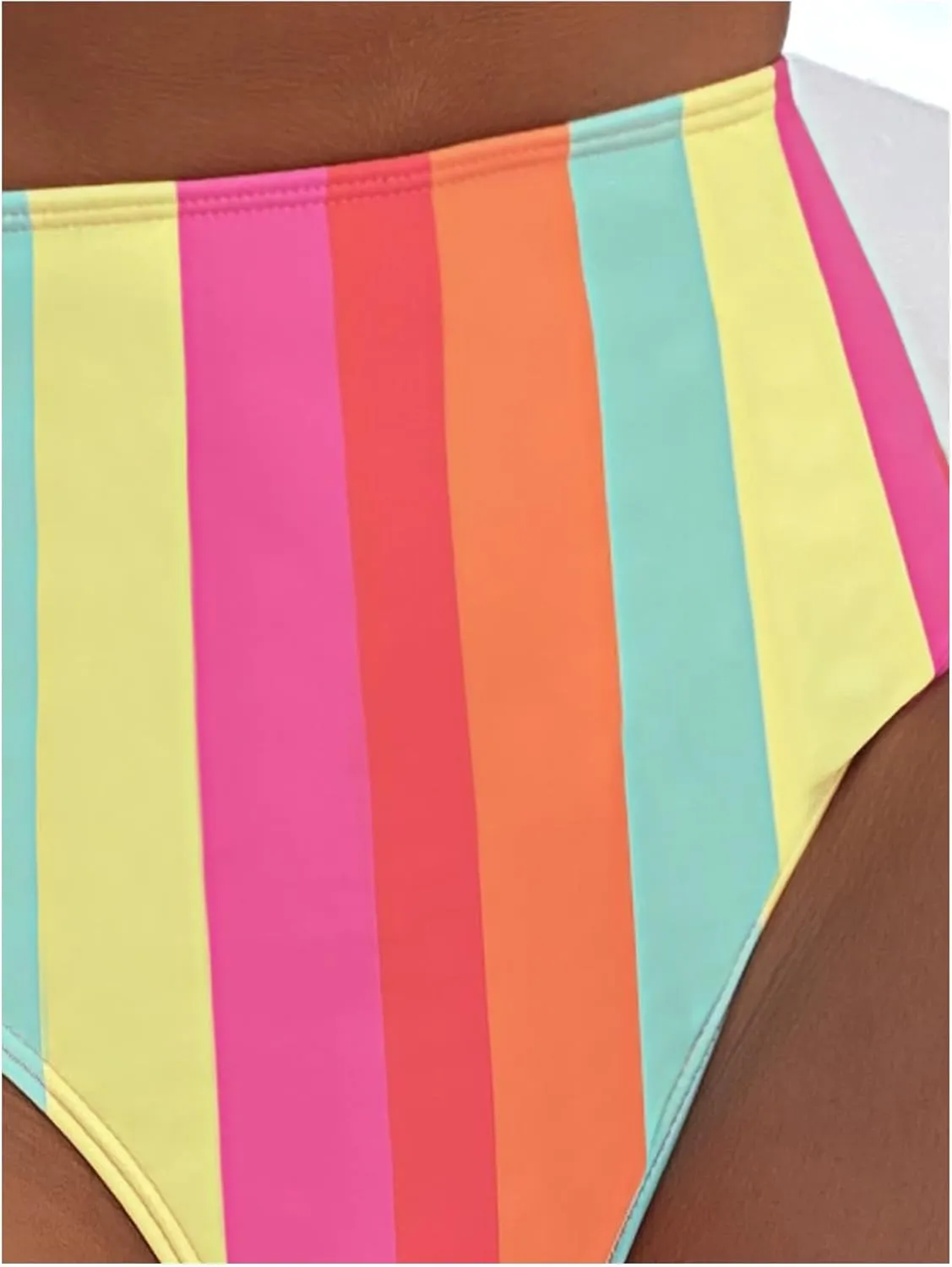 SOLY HUX Women's Bathing Suits Striped Spaghetti Strap High Waisted Bikini Sets Two Piece Swimsuit