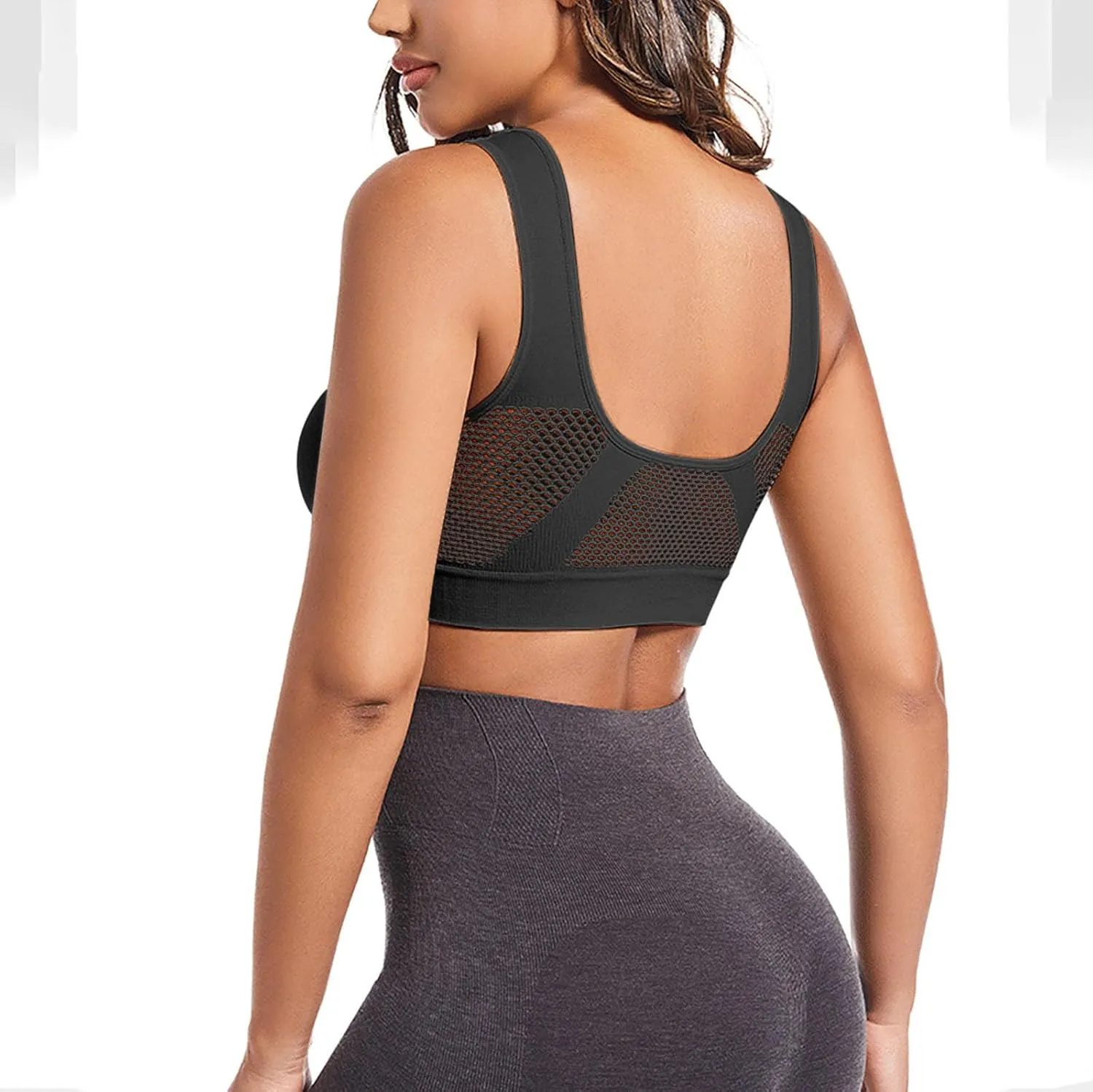 Sports Bras for Women Front Closure Comfort Yoga Tank Top Bra Breathable Stretch Support Fitness Workout Bra Plus Size