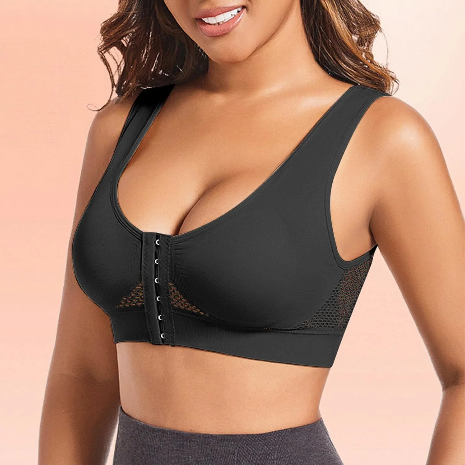 Sports Bras for Women Front Closure Comfort Yoga Tank Top Bra Breathable Stretch Support Fitness Workout Bra Plus Size