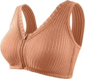 Sports Bras for Women Front Zip Lift Comfort Gym Yoga Tank Top Bra Lightweight Breathable Support Fitness Workout Bra