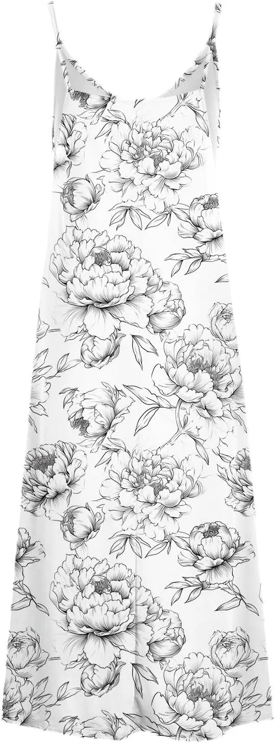 Summer Bohemian Dresses for Women 2024 Sexy Floral Slip Dress Trendy V Neck Maxi Dress Casual Summer Beach Vacation Outfits