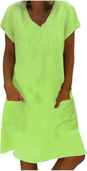 Summer Dress, Casual T Shirt Dress for Women Flowy Tunic Dress with Pockets Reg and Plus Size
