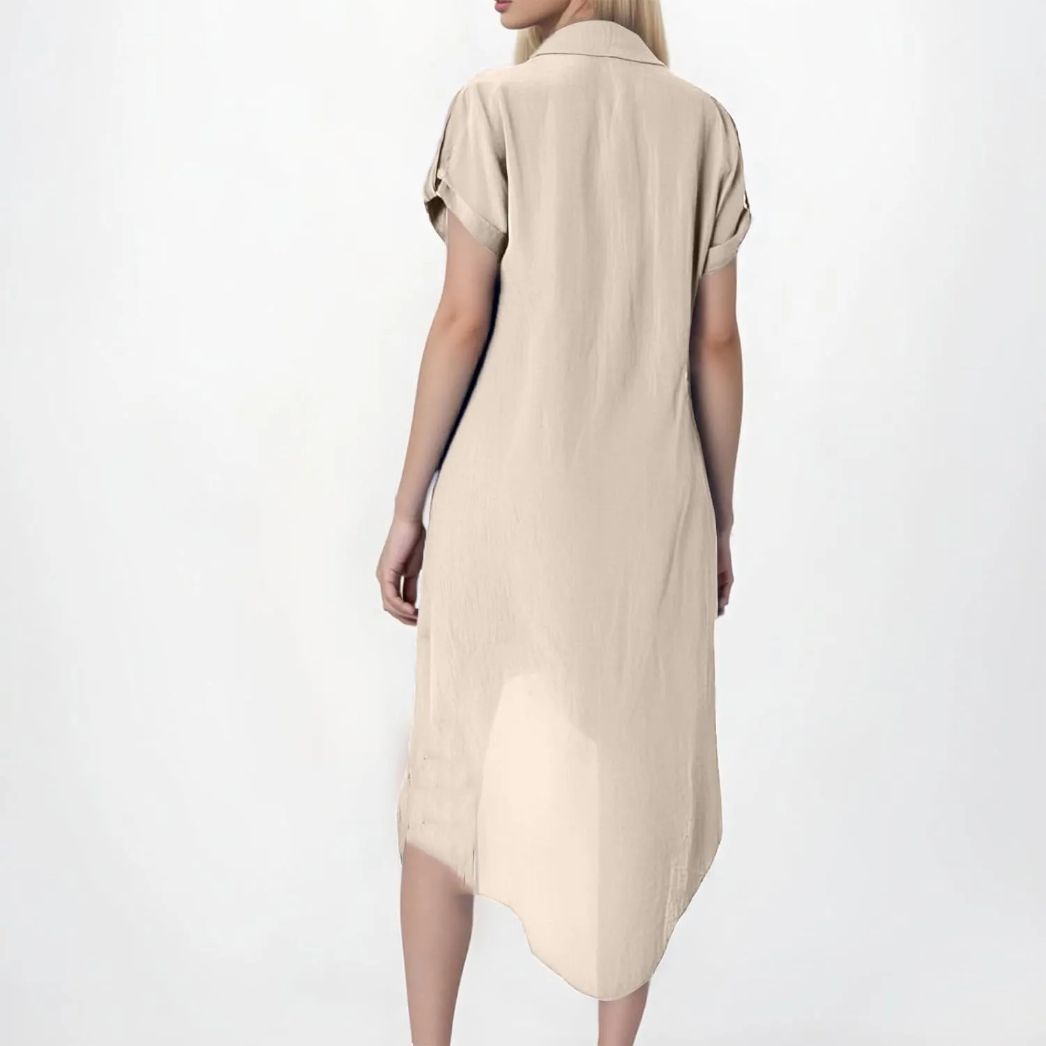 Summer Dresses for Women 2025 Fashion Loose Temperament Casual Solid Color Button Mid-Length Dress