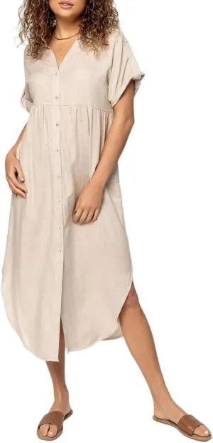 Summer Dresses for Women 2025 Fashion Loose Temperament Casual Solid Color Button Mid-Length Dress