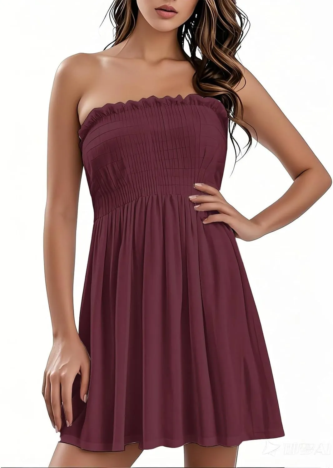 Summer Dresses for Women 2025 Smocked Tube Dress Sexy Off Shoulder Sleeveless Strapless Sundresses Beach Cover Ups