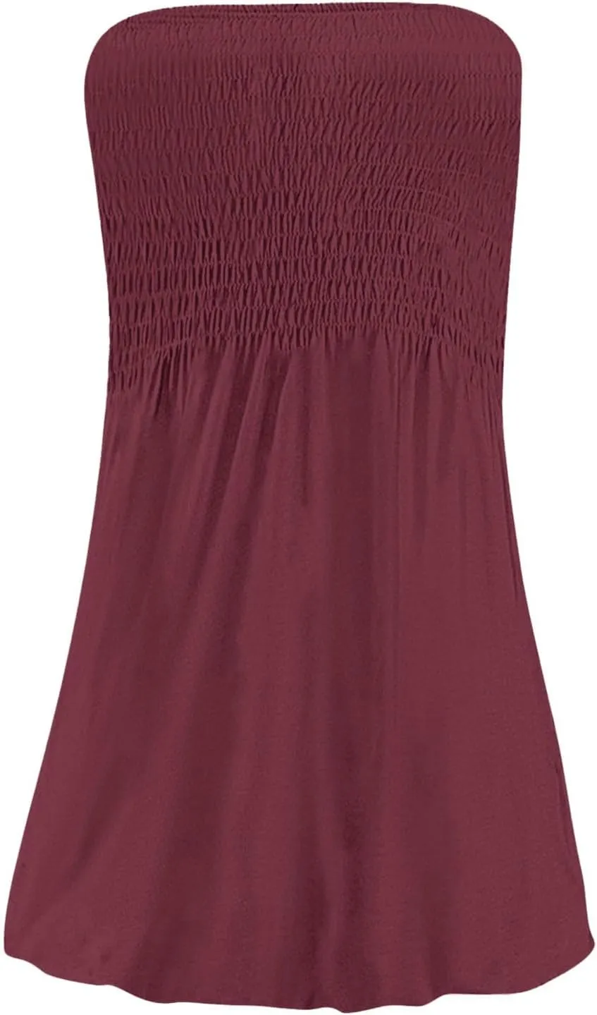 Summer Dresses for Women 2025 Smocked Tube Dress Sexy Off Shoulder Sleeveless Strapless Sundresses Beach Cover Ups