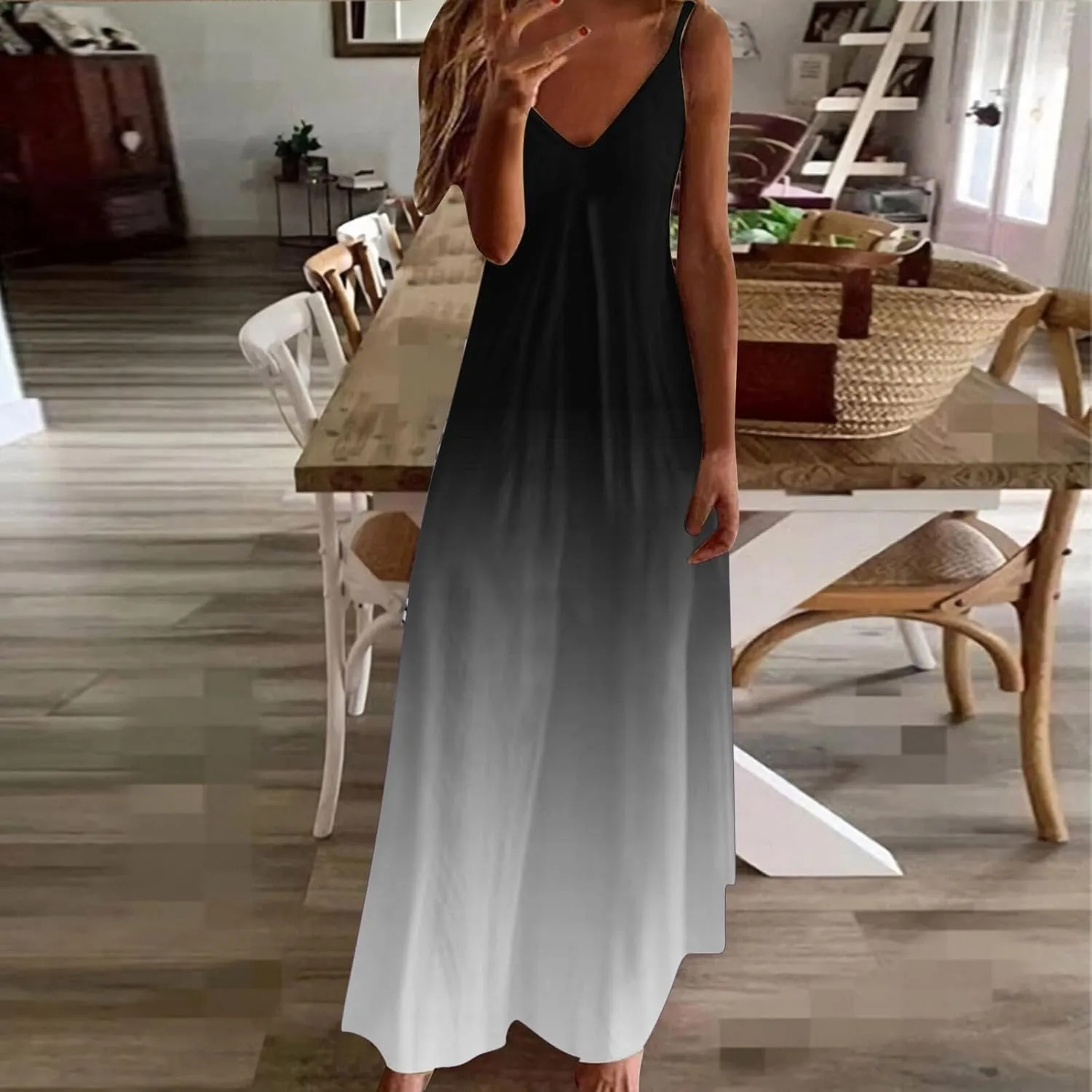 Summer Dresses for Women 2025 Vacation Floral Slip Dress Boho Maxi Sleeveless Dress Casual V Neck Beach Sundresses