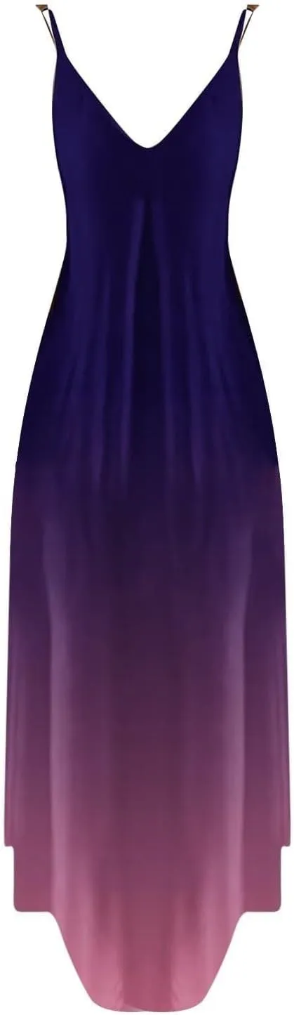 Summer Dresses for Women 2025 Vacation Floral Slip Dress Boho Maxi Sleeveless Dress Casual V Neck Beach Sundresses
