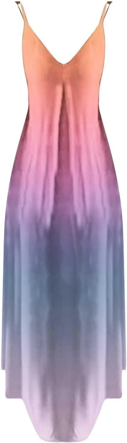 Summer Dresses for Women 2025 Vacation Floral Slip Dress Boho Maxi Sleeveless Dress Casual V Neck Beach Sundresses