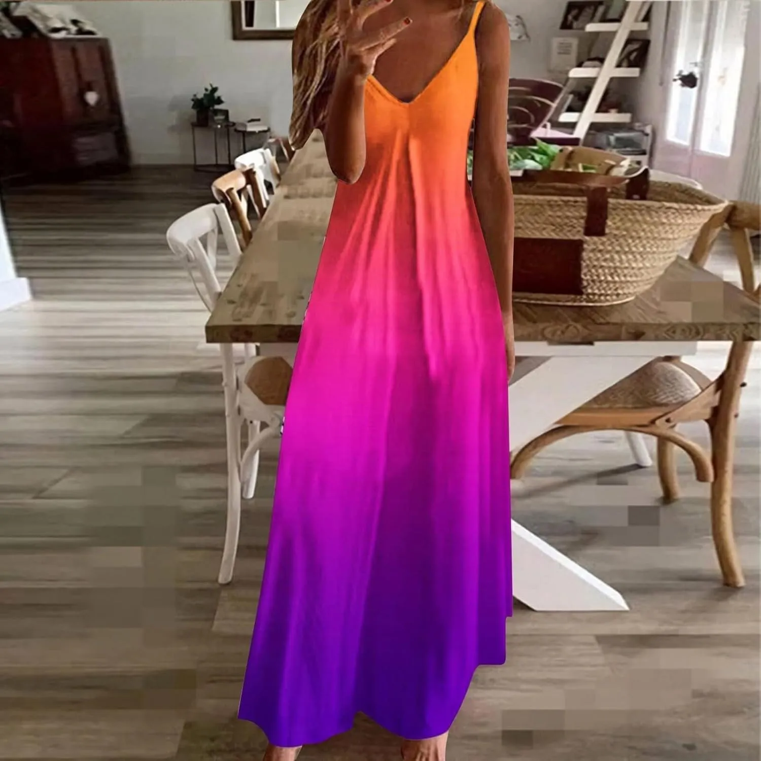 Summer Dresses for Women 2025 Vacation Floral Slip Dress Boho Maxi Sleeveless Dress Casual V Neck Beach Sundresses