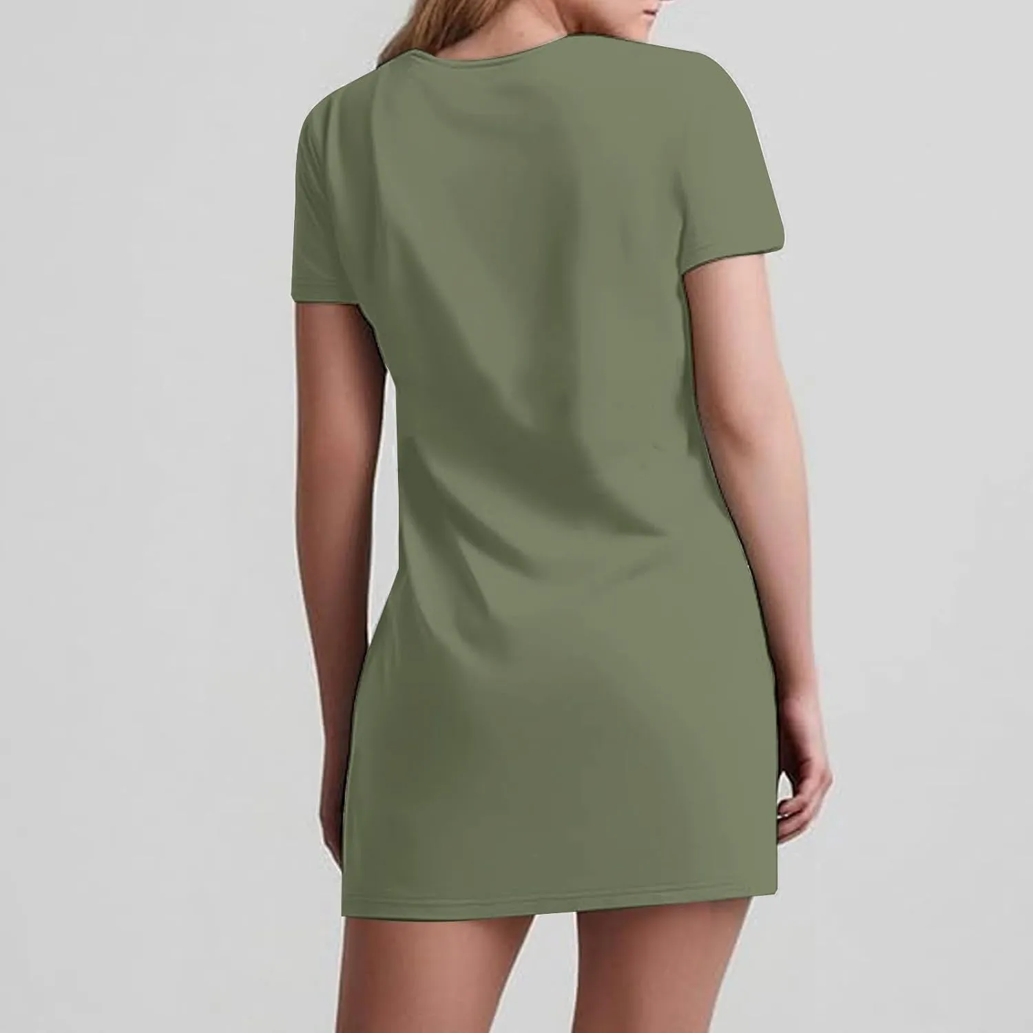 T Shirt Dresses for Women 2025 Summer V Neck Short Sleeve Casual Basic Dreses Flowy Beach Sundresses with Pockets
