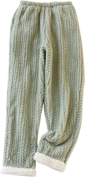 Thick Warm Fleece Pajamas Pants Winter Comfy Soft Flannel Lounge Trousers High Waisted Pull-on Pants Daily Homewear