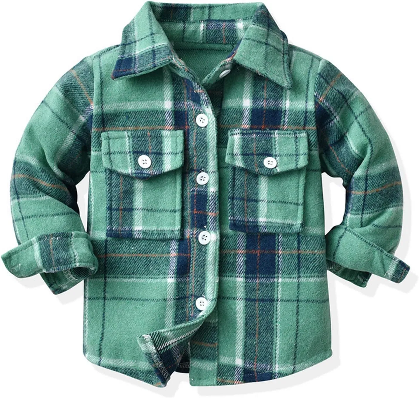 Toddler Baby Flannel Jacket,Baby Girl Boy Plaid Jacket Long Sleeve Lapel Button Down Coat Fall Winter Outwear