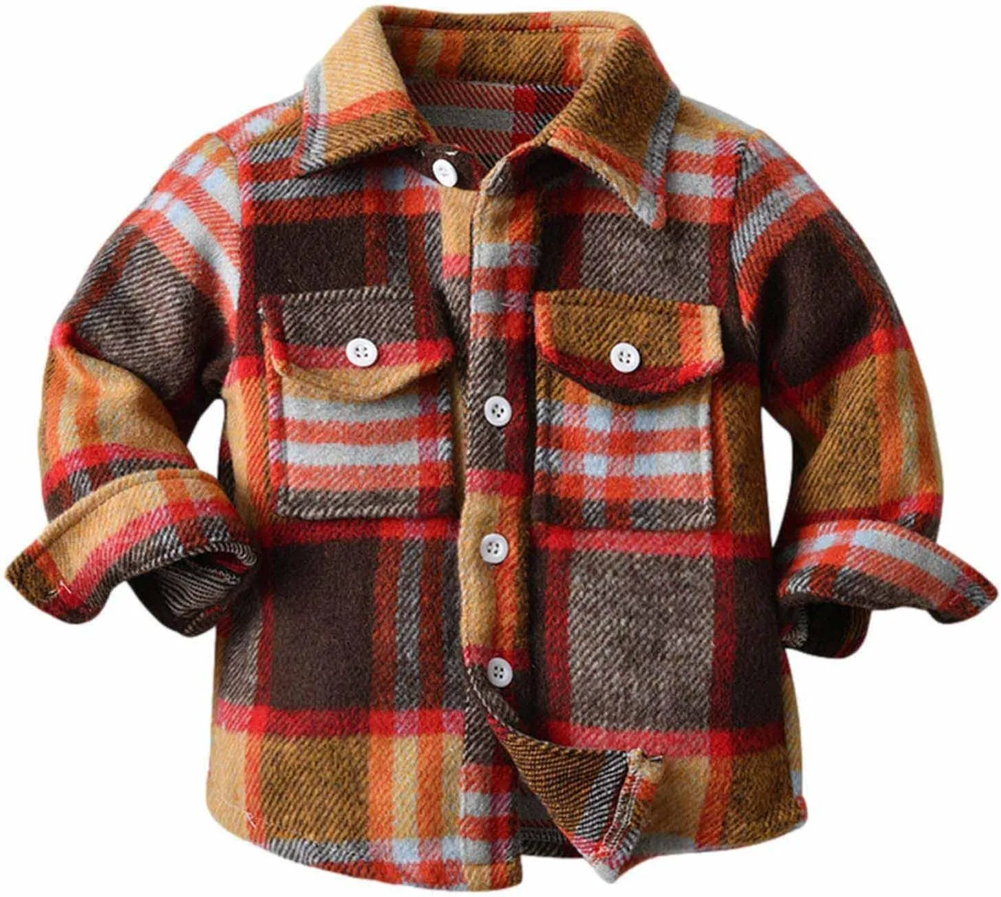 Toddler Baby Flannel Jacket,Baby Girl Boy Plaid Jacket Long Sleeve Lapel Button Down Coat Fall Winter Outwear