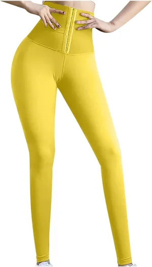 tuduoms Tummy Control Leggings for Women Body Shaping High Waist Corset Waist Cincher Trainer Yoga Pants for Working Out