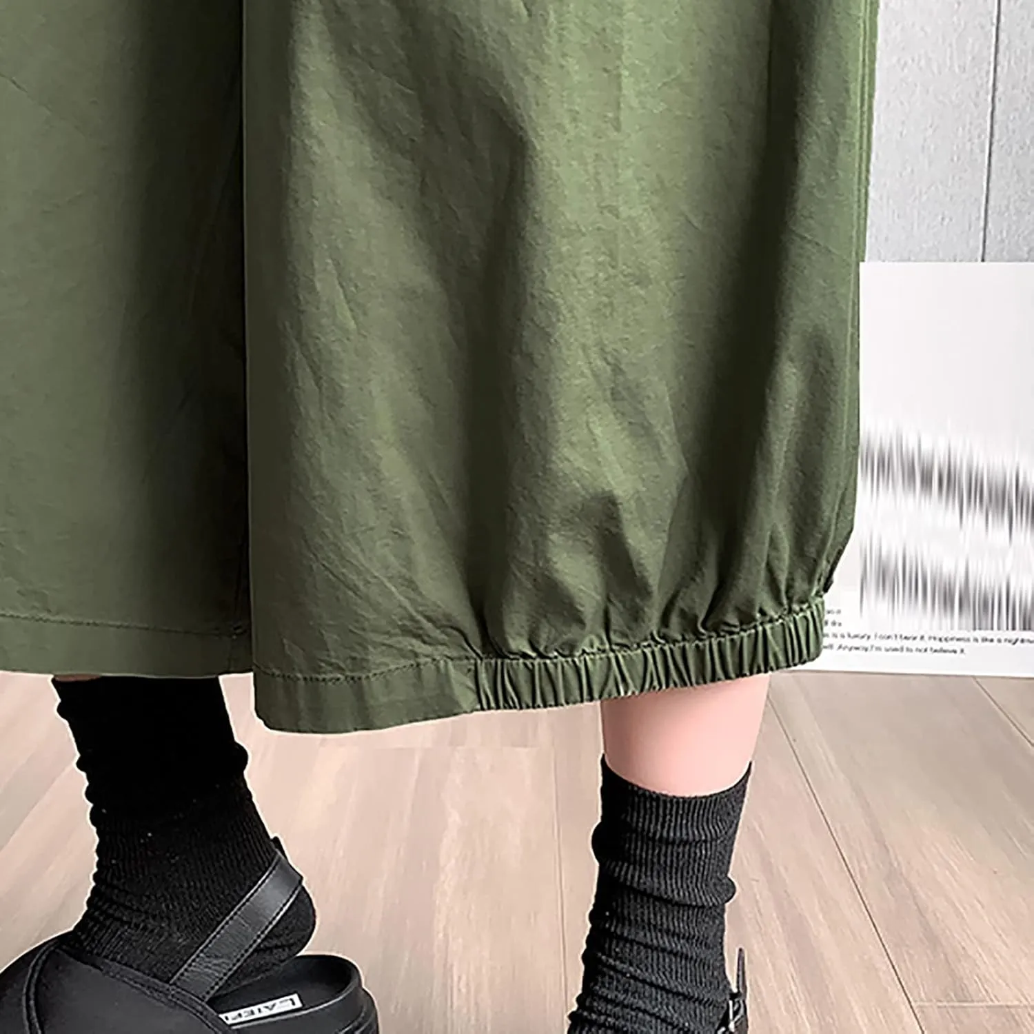 Uillui Women's Wide Leg Capri Palazzo Pants High Waist Loose Fit Casual Crop Flowy Pants Cute Summer Skirt Pants Culottes