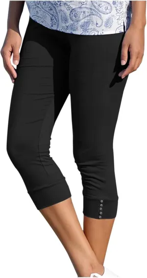 Ultra Soft Leggings for Women Women Capris Leggings Classic American Flag Print Yoga Running Pants Soft Tights Black