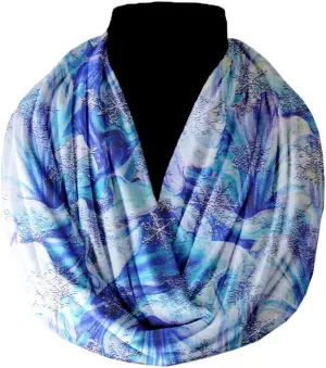 Unisex Lightweight Artistic Abstract Infinity Fashion Scarf Psychedelic Design 100% Cotton Circle Loop Wrap Around Scarf