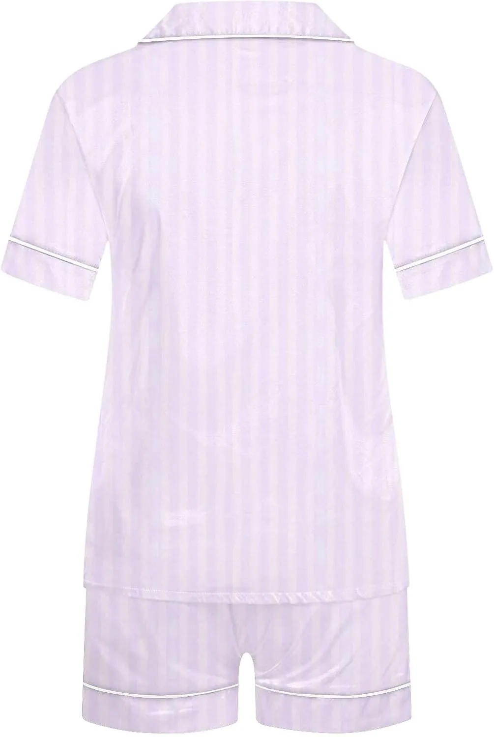 Vertical Stripes Pajamas for Women Summer Lapel Button Down Short Sleeve Sleepwear Pjs Shorts 2Pcs Loungewear Set