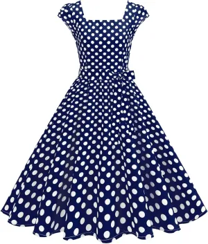 Vintage Dresses for Women Sleeveless V Neck Pleated Dress Midi Dress A Line Flowy Retro Short Dress