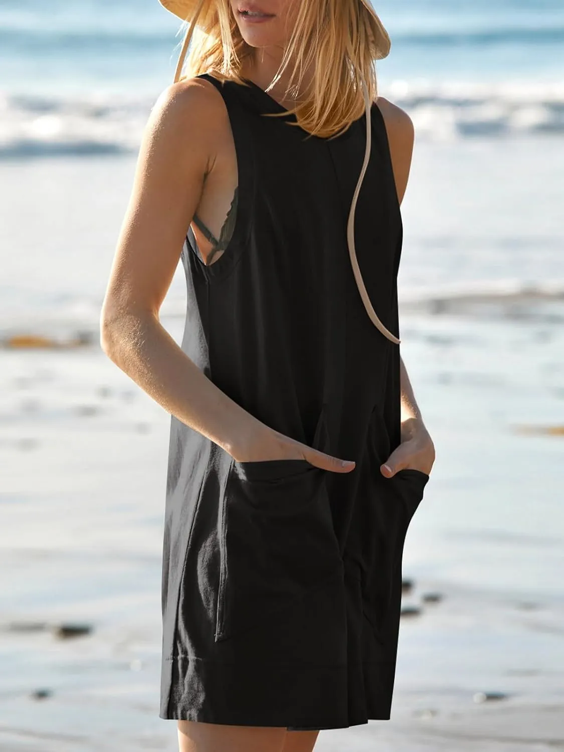 VUTRU Rompers for Women Summer Short Jumpsuits Casual Loose Fit Maternity Romper Comfy Cotton One Piece with Pockets