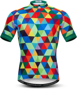 Weimostar Men's Cycling Jersey Short Sleeve Bike Clothing Multicolored Diamond