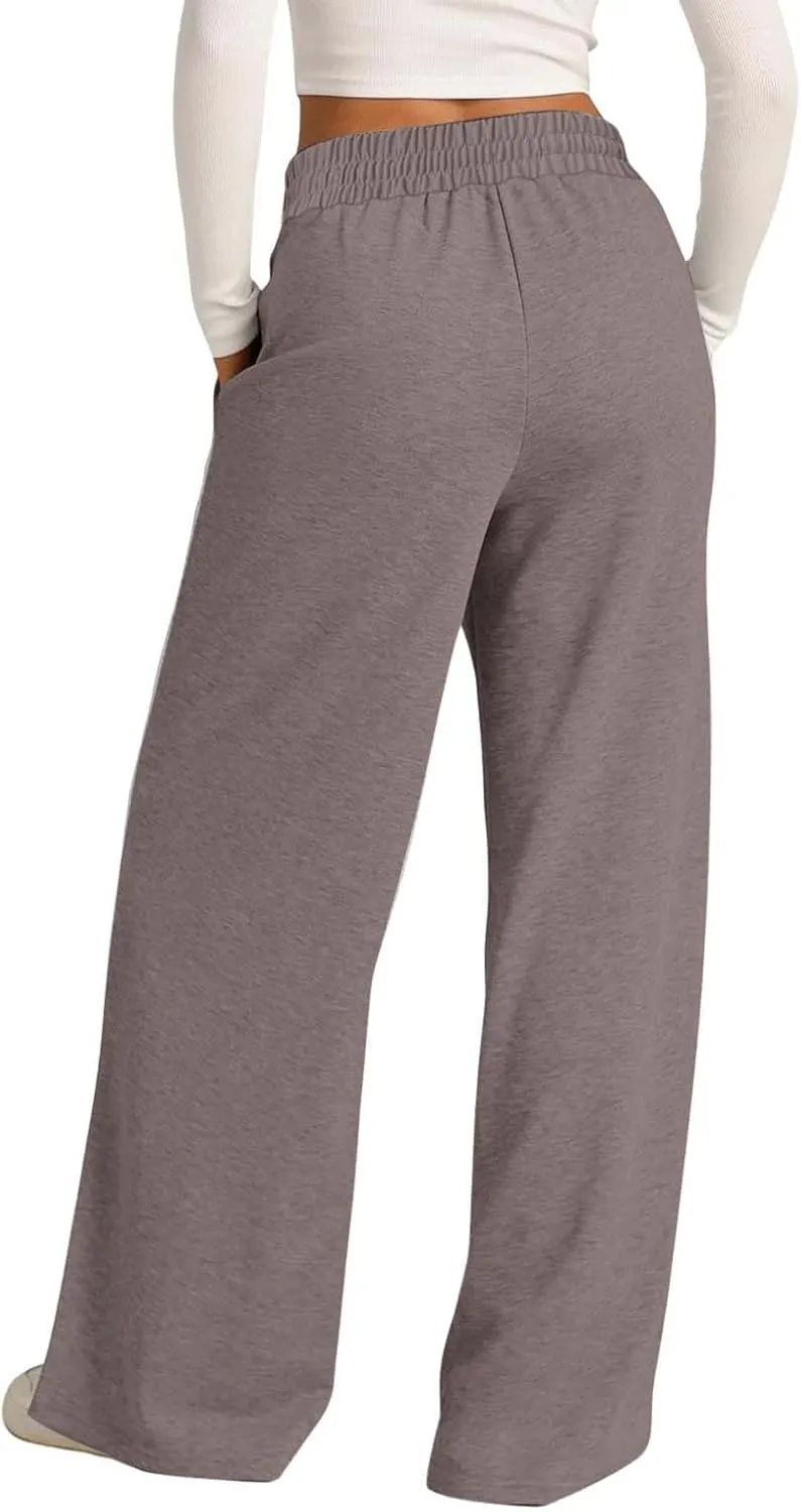 Wide Leg Sweatpants Women Drawstring Loose Sweat Pants High Waisted Baggy Lounge Pants with Pockets