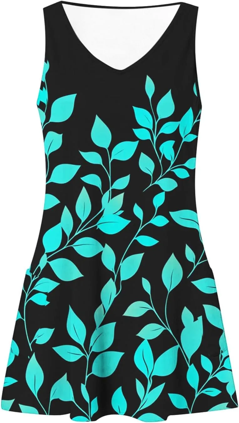 Women Basic Strap Cami Slip Mini Dress Summer Sleeveless V Neck Dresses Boho Floral Backless Short Camisoles Sundress