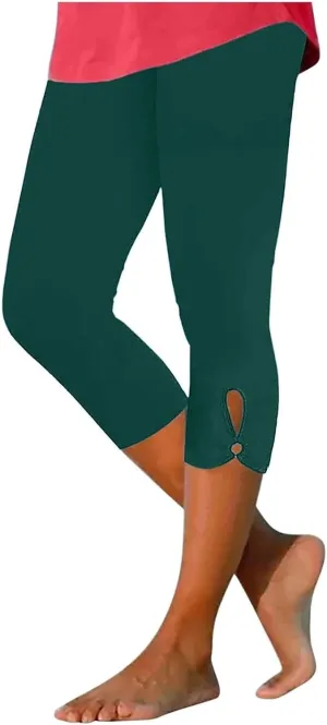 Women Capris Summer Dressy Cropped High Waist Yoga Pants Casual Solid Comfy Leggings Workout Pants