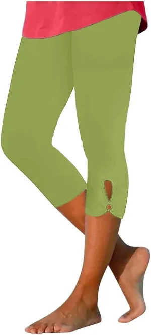 Women Capris Summer Dressy Cropped High Waist Yoga Pants Casual Solid Comfy Leggings Workout Pants