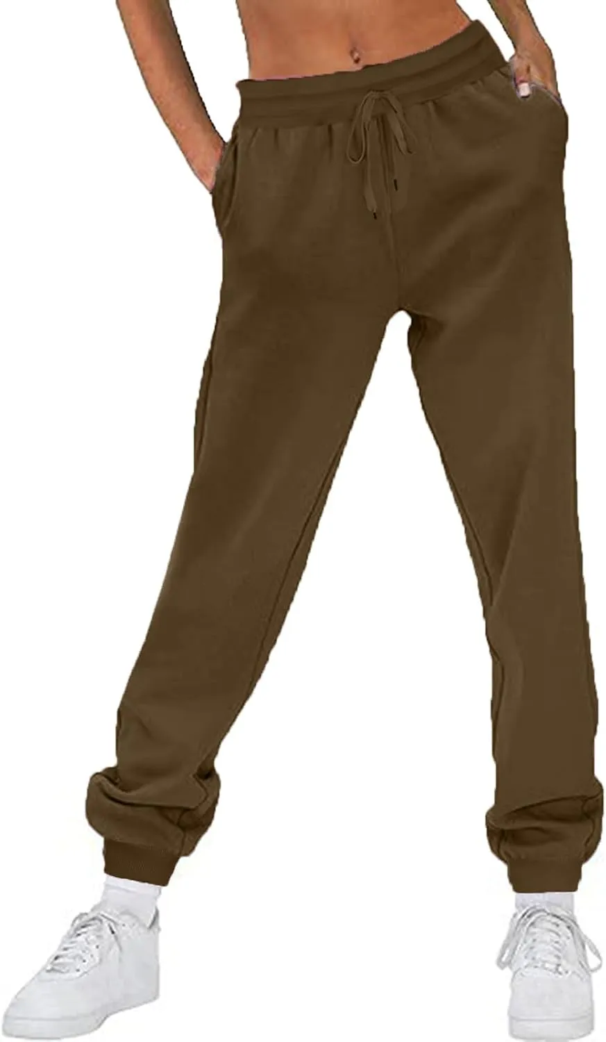 Women Casual Jogger Pants Sherpa Fleece Lined Pants Drawstring High Waist Trousers Workout Joggers Thick Sweatpants
